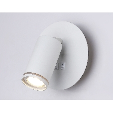 Настенный светильник с выключателем Ambrella light FW2462 WH белый GU10 max 12W+LED 4200K 7W D145*150