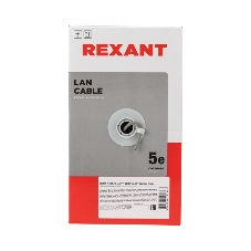 Кабель витая пара Rexant LIGHT U/UTP, cat.5e, ZH нг(А)-HF, 4PR, 24AWG, внутренний, серый, 305 м