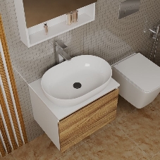 Комплект для ванной, 4 предмета (Тумба подвесная Bau Blackwood 60 + Раковина BAU 59х40 + Смеситель высокий Hotel Still, нерж. сталь, выпуск черный)
