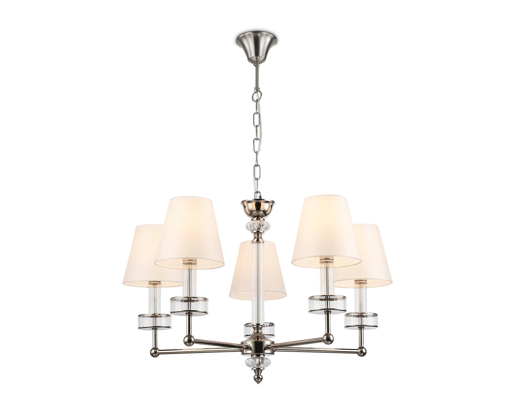 Люстра Ambrella light LH71001/5 BN/WH никель/белый E14*5 max 40W D670*1130