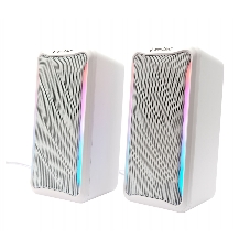 Акустическая система 2.0 Gembird SPK-305-W, 10Вт, пластик, рег.громкости, RGB подсветка, белый