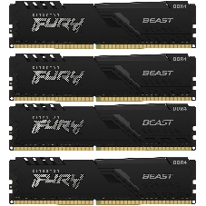 Оперативная память Kingston Fury Beast, DDR4, 64GB (4x16GB), 3200MHz, CL16, DIMM, радиатор, черный