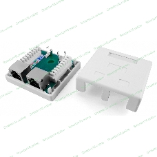 Розетка компьютерная RJ-45(8P8C), категория 5e, экранированная, двойная, внешняя, Dual IDC Hyperline SB1-2-8P8C-C5e-SH-WH