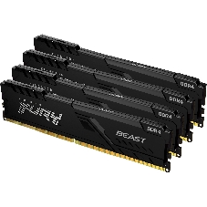 Оперативная память Kingston Fury Beast, DDR4, 64GB (4x16GB), 3200MHz, CL16, DIMM, радиатор, черный