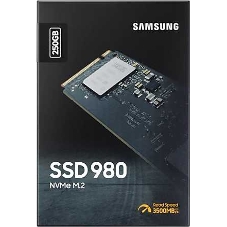 Накопитель SSD Samsung 980, 250Gb, PCIe 3.0 x4, M.2 2280, NVMe, R/W 2900/1300