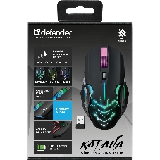Мышь беспроводная Defender Katana GM-511 черный, 3200 dpi, радиоканал, USB, кнопки - 6
