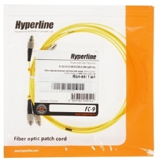 Патч-корд волоконно-оптический Hyperline FC-D2-9-FC/UR-FC/UR-H-1M-LSZH-YL(шнур) SM 9/125 (OS2), FC/UPC-FC/UPC, 2.0 мм, duplex, LSZH, 1 м