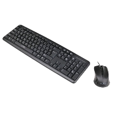 Комплект клавиатура+мышь Oklick 600M проводной, USB, 1200 DPI, чёрный