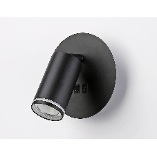 Настенный светильник с выключателем Ambrella light FW2463 BK черный GU10 max 12W+LED 4200K 7W D145*150
