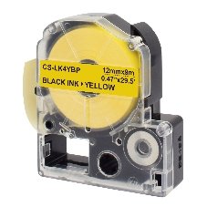 Картридж ленточный Cactus CS-LK4YBP черный шрифт, желтый фон (12 мм, 9 м) для Epson LW300/LW400/LW700/LW600P/LW1000P/K400/Z700/Z900