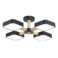 Светильник Ambrella light FL4880/4 BK/WD черный/дерево 72W 3000-6000K D610*160 (без ПДУ)