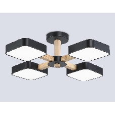 Светильник Ambrella light FL4880/4 BK/WD черный/дерево 72W 3000-6000K D610*160 (без ПДУ)