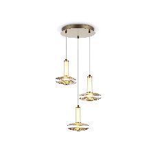 Подвесной светодиодный светильник Ambrella light LH31011/3 BS/TI латунь/янтарь 35W 3000K D450*1790