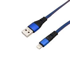 Кабель Rexant USB-Lightning 2.4 A, 1 м, синяя нейлоновая оплетка