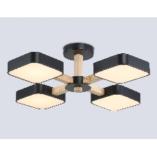 Светильник Ambrella light FL4880/4 BK/WD черный/дерево 72W 3000-6000K D610*160 (без ПДУ)