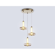Подвесной светодиодный светильник Ambrella light LH31011/3 BS/TI латунь/янтарь 35W 3000K D450*1790