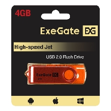 Exegate EX302033RUS USB-флеш накопитель ExeGate Jet 4GB оранжевый (USB2.0, 480Mbps, пластик/металл)