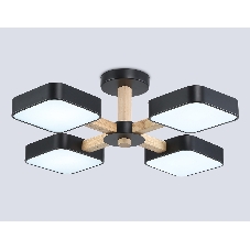 Светильник Ambrella light FL4880/4 BK/WD черный/дерево 72W 3000-6000K D610*160 (без ПДУ)