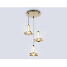Подвесной светодиодный светильник Ambrella light LH31011/3 BS/TI латунь/янтарь 35W 3000K D450*1790