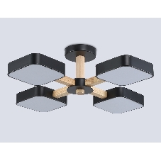 Светильник Ambrella light FL4880/4 BK/WD черный/дерево 72W 3000-6000K D610*160 (без ПДУ)