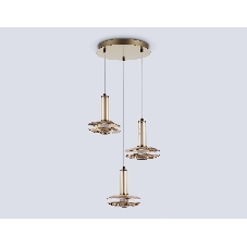 Подвесной светодиодный светильник Ambrella light LH31011/3 BS/TI латунь/янтарь 35W 3000K D450*1790