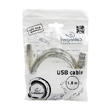 Кабель USB2.0 Pro Cablexpert CCF-USB2-AMBM-TR-6, AM/BM, 1,8м, экран, феррит.кольца, прозрачный, пакет