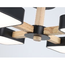 Светильник Ambrella light FL4880/4 BK/WD черный/дерево 72W 3000-6000K D610*160 (без ПДУ)