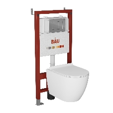 Комплект BAU 6 в 1: инсталляция BAU PRO, унитаз подвесной безободковый Bau Dream 49,5х36, сиденье дюропласт микролифт, клавиша BAU Stil, хром