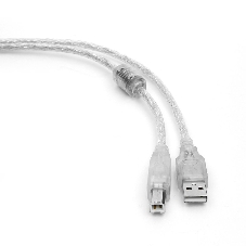 Кабель Cablexpert USB2.0 Pro, AM/BM, 2м, экран, 2 феррит.кольца, прозрачный (CCF-USB2-AMBM-TR-2M)