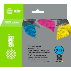 Картридж струйный Cactus CS-3YL79AE 912 желтый (5 мл) для HP OfficeJet 8010/8012/8013/8014/8015/8020/8025