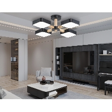 Светильник Ambrella light FL4880/4 BK/WD черный/дерево 72W 3000-6000K D610*160 (без ПДУ)
