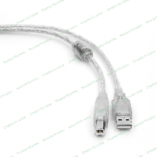Кабель USB2.0 Cablexpert CCF-USB2-AMBM-TR-15, AM/BM, медь, двойн.экран, фер.кольцо, Pro, 4.5м, прозрач, пакет