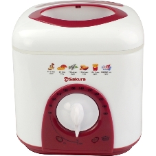 Фритюрница Sakura SA-7654R белый/красный, 950 Вт, 1.0 л, 0.1 кг, антипригарное покрытие