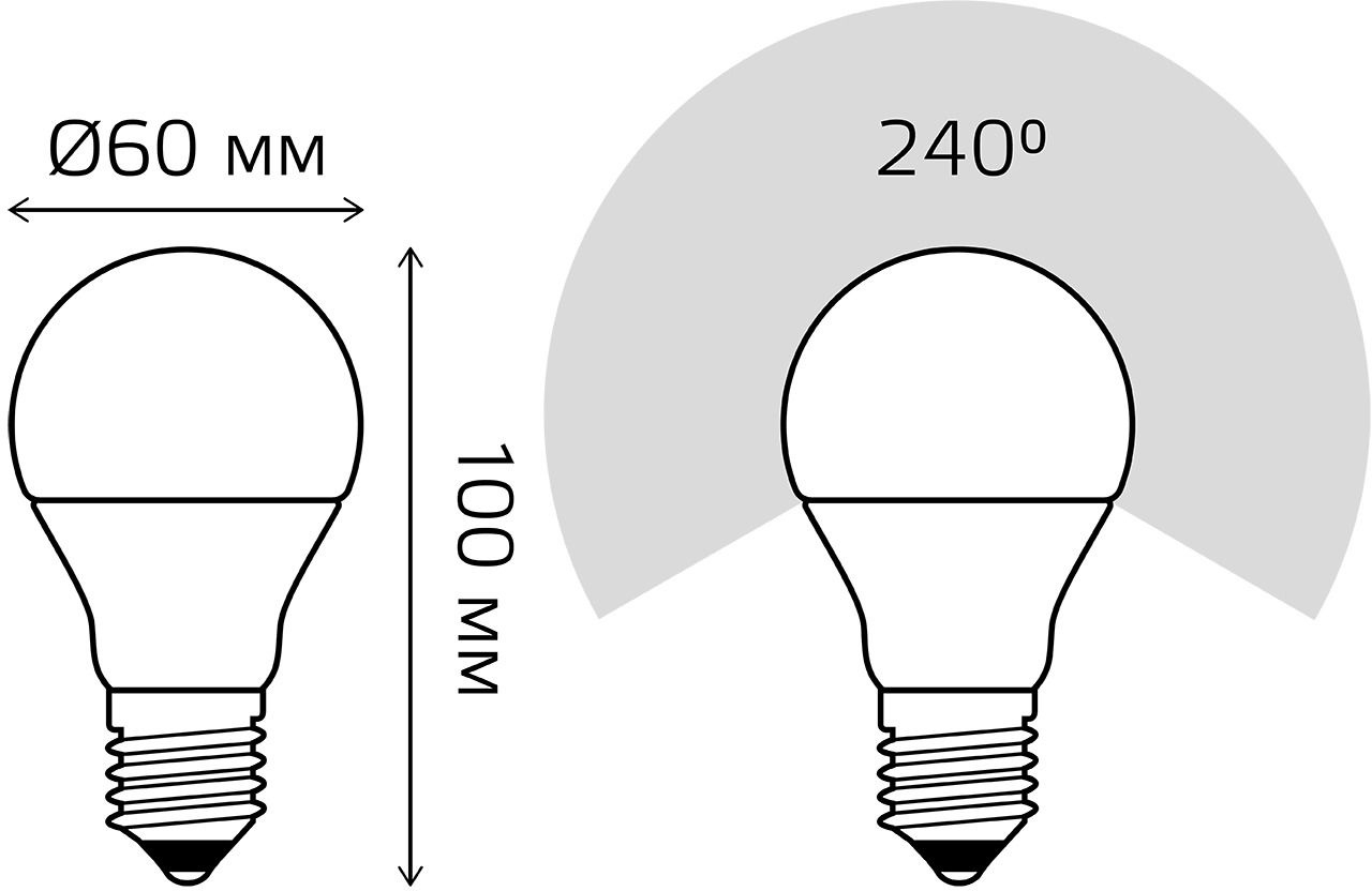 Лампа Gauss A60 10W E27 RGBW димирование LED 1/50