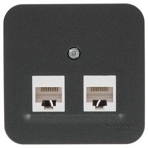 Розетка компьютерная 2-ая компьютерная RJ45, кат.5E, изол. пластина SE Blanca наруж Антрацит