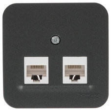 Розетка компьютерная 2-ая компьютерная RJ45, кат.5E, изол. пластина SE Blanca наруж Антрацит