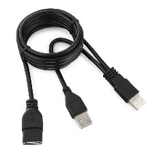 Кабель удлинитель USB 2.0 2xAM/AF 1.8м Gembird PRO, позол.конт., черный, пакет