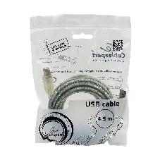 Кабель USB2.0 Cablexpert CCF-USB2-AMBM-TR-15, AM/BM, медь, двойн.экран, фер.кольцо, Pro, 4.5м, прозрач, пакет