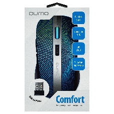 Мышь беспроводная Qumo Comfort M18 черный, 2400 dpi, радиоканал, USB, кнопки - 6