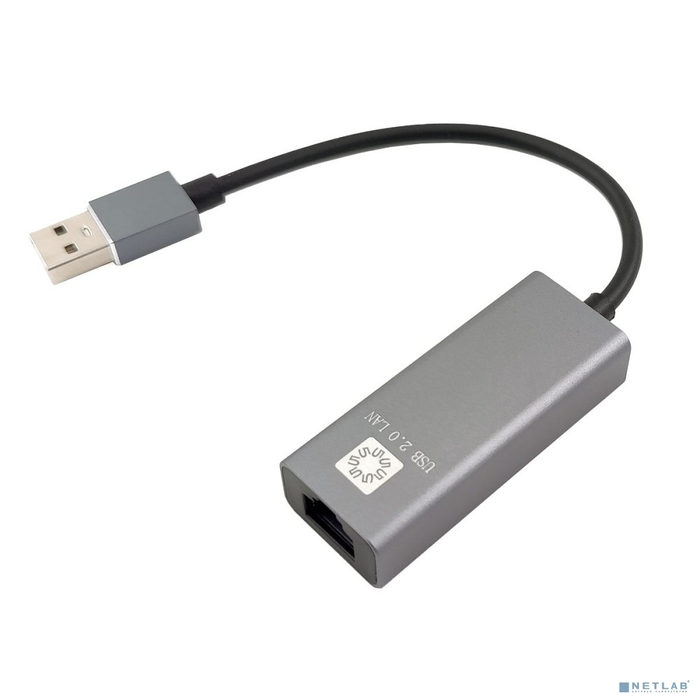 Кабель-адаптер 5bites UA2-45-15BK USB2.0, RJ45 100MB, AL, серый
