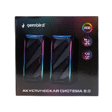 Акустическая система 2.0 Gembird SPK-305, 10Вт, пластик, рег.громкости, RGB подсветка, черный