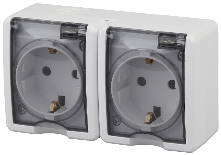 Розетка ЭРА 11-2403-01 2х2P+E IP54, 16АХ-250В, ОУ, Эксперт, белый (8/80/1280)