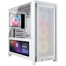 Корпус без блока питания/ Case Corsair Frame 4000D LCD RS ARGB, Midi-Tower, TG, 3x120mm ARGB, 3xUSB Type-C, E-ATX, ATX, mATX, mITX White