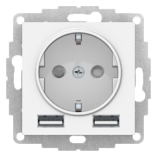 Розетка 16А с 2 USB A+A, 5В/2,4А, 2х5В/1,2А, механизм ATN000130 Schneider Electric белый