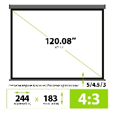 Экран Cactus 183x244см Wallscreen CS-PSW-183X244-SG 4:3 настенно-потолочный рулонный серый