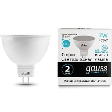 Лампа светодиодная Gauss Elementary MR16 7Вт цок.: GU5.3 спот 220B 4100K св. свеч. белый ней. MR16 (упак.: 10 шт)
