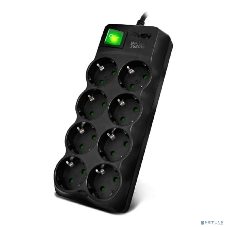 Сетевой фильтр SVEN SF-08E-16 (3 м 8 розеток с защитными шторками,16А) черный, цветная коробка