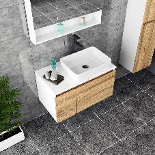 Комплект для ванной, 4 предмета (Тумба Bau Dream Blackwood 80, раковина BAU Hotel 48х37, смеситель для раковины высокий Hotel Black, черный, выпуск клик клак, черный)