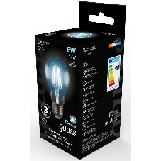 Лампа светодиодная Gauss 102802206LED Filament А60 Е27 6Вт 4100к 1/10/40