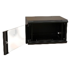 Шкаф коммутационный WRline (WR-TW-0966-GP-RAL9004) настенный 9U 600x600мм пер.дв.стекл 2 бок.пан. 60кг черный 520мм 500мм IP20 сталь
